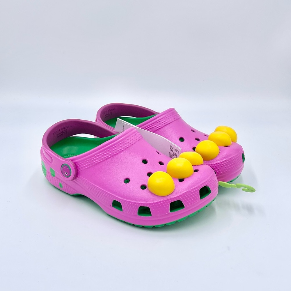 NEW Crocs x Barney The Dinosaur Classic Clog Purple Limited Edition Kids size J2